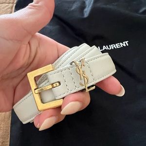 Saint Laurent , monogram square-buckle narrow belt